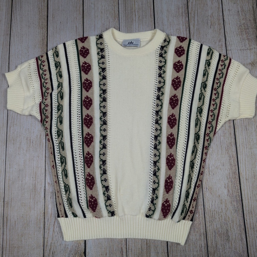 VTG Bay Point Threads Knit‎ Sweater Short Sleeve Medium grannycore